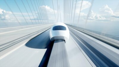 Obraz 3D futurystyczny pociąg na moście