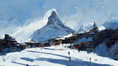 Obraz Abstrakcyjny krajobraz Szwajcarii zimą