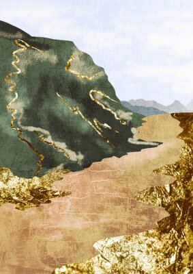 Obraz Abstrakcyjny krajobraz z elementami złota