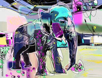 Obraz Abstrakcyjny słoń w stylu graffiti