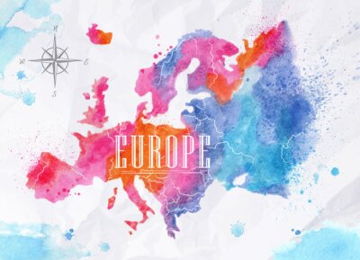 Obraz Akwarelowa mapa Europy