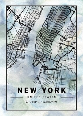 Obraz Akwarelowa mapa Nowego Jorku