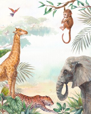 Obraz Akwarelowe zwierzątka safari