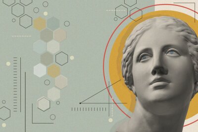 Obraz Antyczna rzeźba twarzy Wenus i geometryczne figury