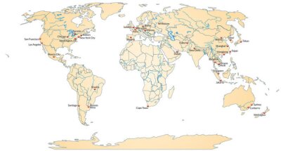 Obraz Beżowa mapa świata