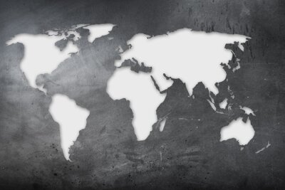 Obraz Biała mapa świata na betonie