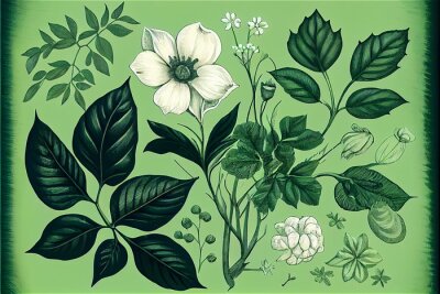 Obraz Botaniczna ilustracja na zielonym tle