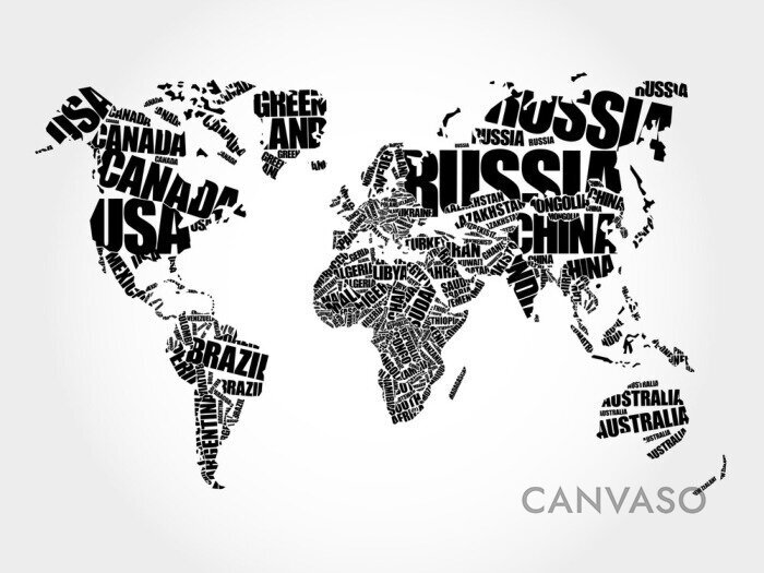 Obraz Czarna typograficzna mapa świata