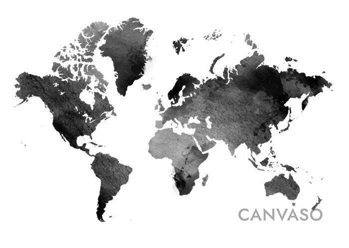 Obraz Czarno-biała mapa malowana farbami 