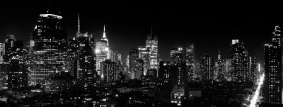 Obraz Czarno-biała nocna panorama Manhattanu