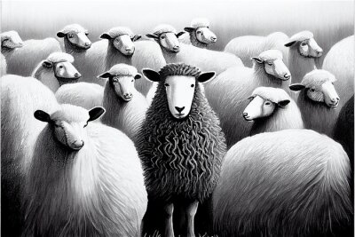 Obraz Czarno-białe stado owiec