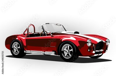 Obraz Czerwone auto sportowe cobra na białym tle