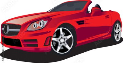 Obraz Czerwony kabriolet na białym tle