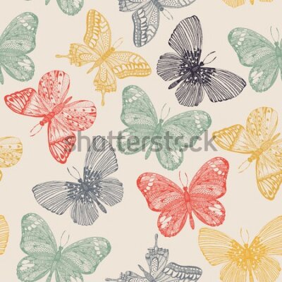 Obraz Deseń z kolorowymi motylami
