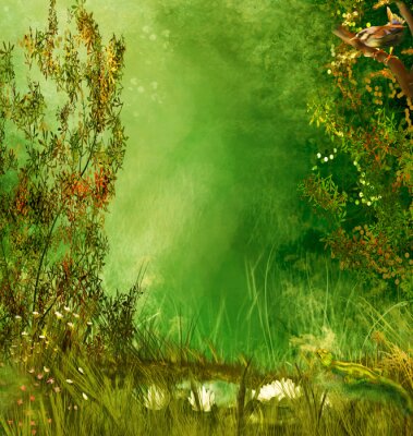 Obraz Fantasy pejzaż w zieleni