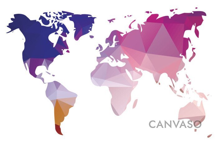 Obraz Fioletowa mapa świata geometryczna