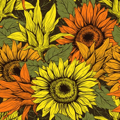 Obraz Floralny deseń ze słonecznikami