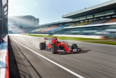 Obraz Formuła 1 czerwony samochód jadący