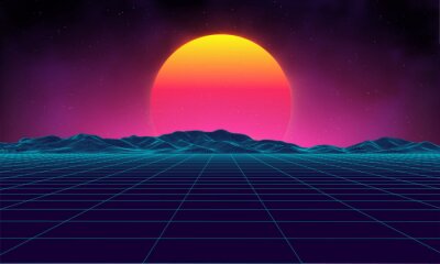 Obraz Futurystyczny krajobraz zachodu słońca