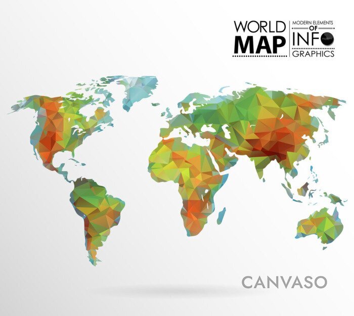 Obraz Geometryczna kolorowa mapa świata