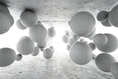 Obraz Geometryczne kule wewnątrz betonowej konstrukcji
