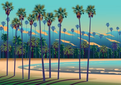 Obraz Grafika z palmami w Californii