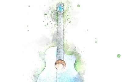 Obraz Ilustracja muzyczna z gitarą