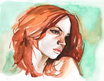 Obraz Ilustracja z rudą kobietą