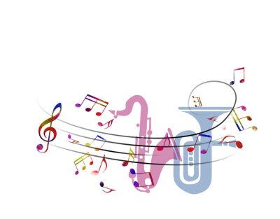 Obraz Instrumenty muzyczne pięciolinia i nutki