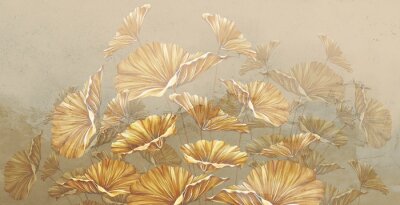 Obraz Jesienne kwiaty na beżowym tle