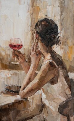 Obraz Kobieta z kieliszkiem wina
