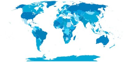 Obraz Kolorowa mapa świata błękitna