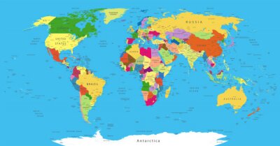 Obraz Kolorowa mapa świata polityczna