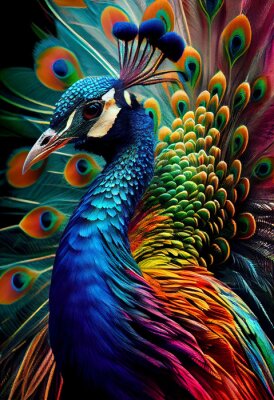 Obraz Kolorowy portret pięknego pawia