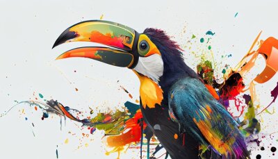 Obraz Kolorowy tukan na jasnym tle