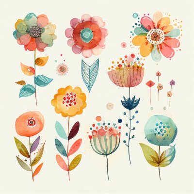 Obraz Kompozycja kolorowych kwiatów