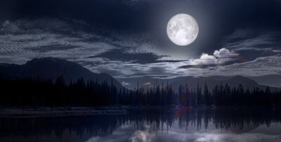Obraz Księżyc w pełni nad jeziorem