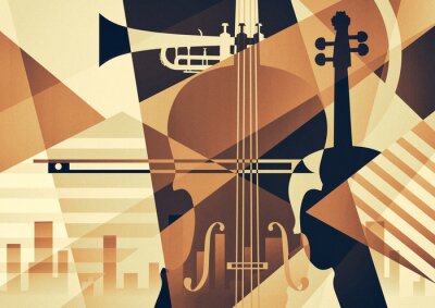 Obraz Kubistyczny wzór z instrumentami