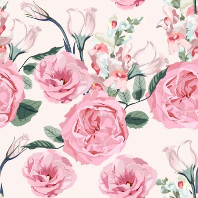Obraz Kwiatowy wzór z różowymi różami