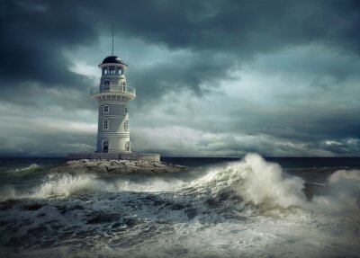 Obraz Latarnia morska podczas sztormu