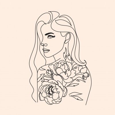 Line art portret kobiety