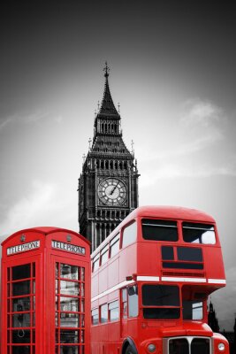 Obraz Londyn czerwony autobus i budka telefoniczna