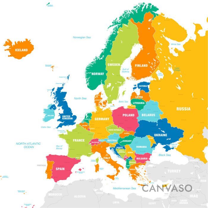 Obraz Mapa Europy kolorowa