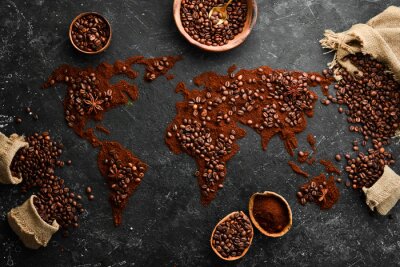 Obraz Mapa rysowana kawą