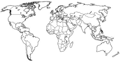 Obraz Mapa świata czarno-biała linie