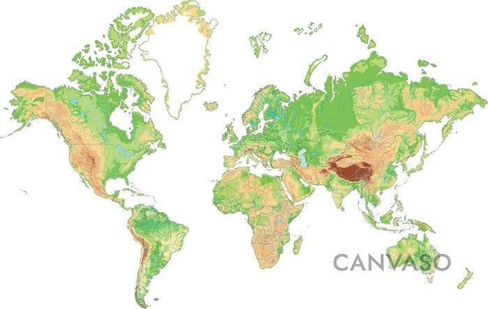 Obraz Mapa świata fizyczna satelitarna