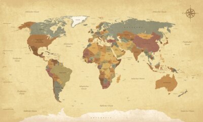 Obraz Mapa świata styl rustykalny dla dzieci