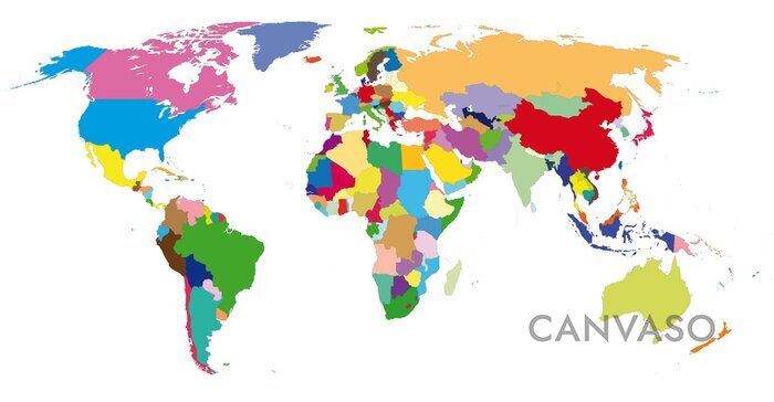 Obraz Mapa świata w intensywnych kolorach