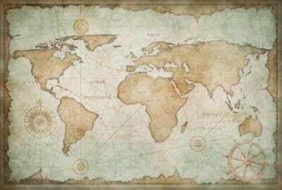 Obraz Mapa świata w starym stylu