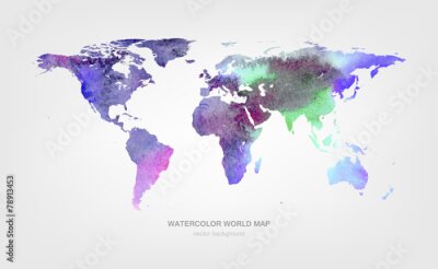 Obraz Mapa świata z akwareli